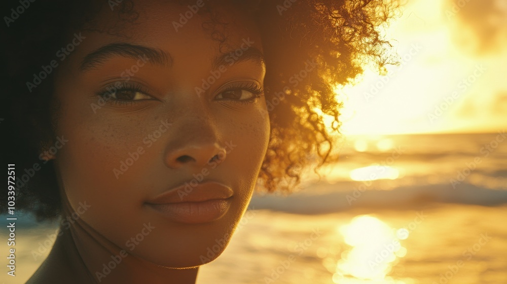 Contemplative Woman at Sunset by the Ocean, Serene Reflection by the Waves Contemplative Woman at Sunset by the Ocean, Serene Reflection by the Waves