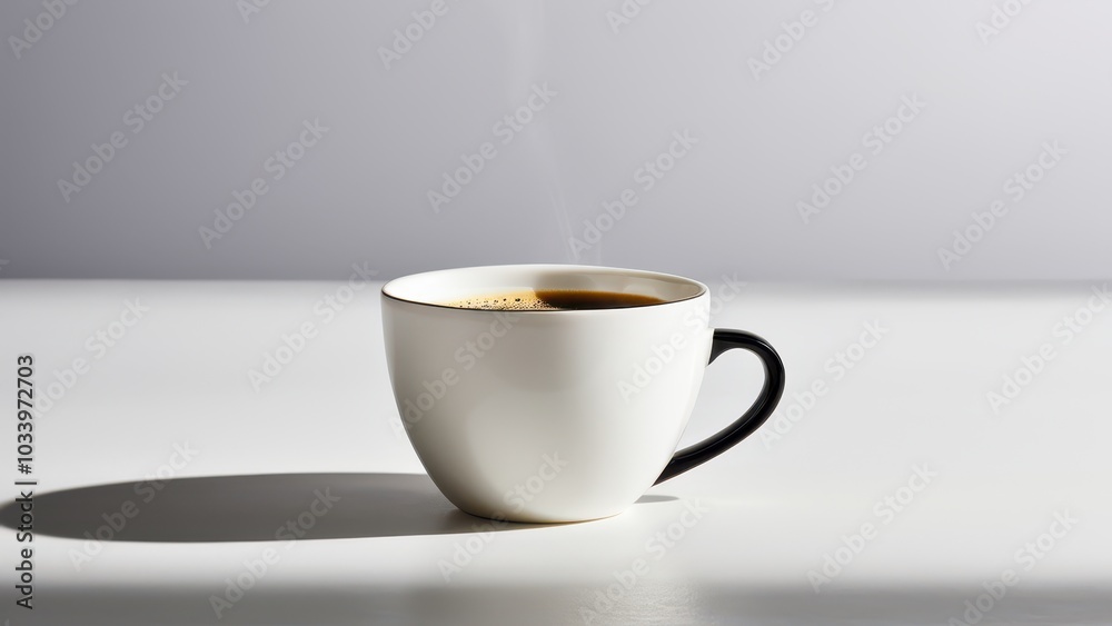 Stylish Black and White Coffee Mug with Steam Stylish Black and White Coffee Mug with Steam
