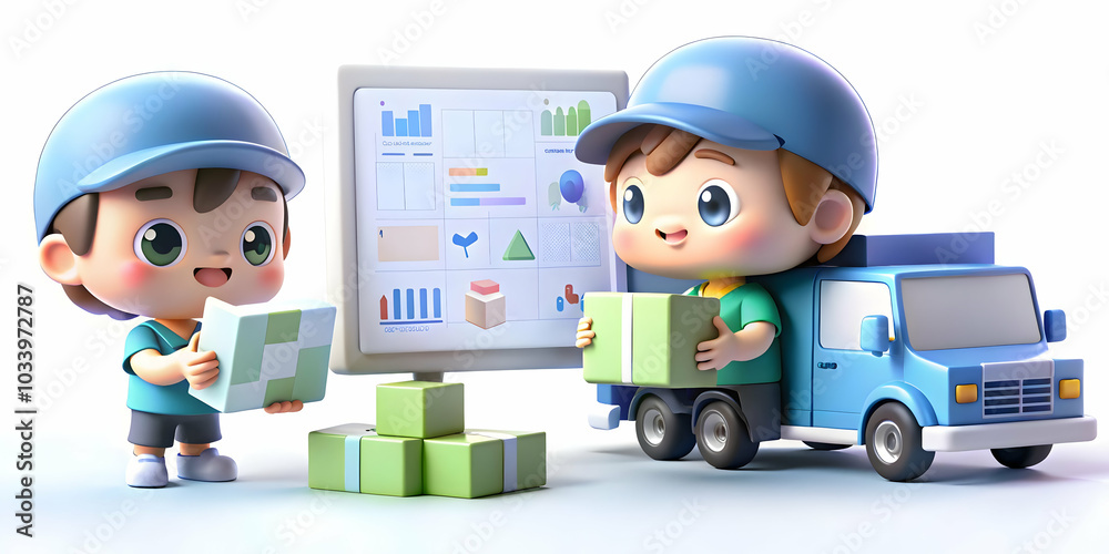 Kids Coordinating Toy Deliveries: Two Diligent Kids Organize Deliveries with Charts and Toy Trucks on Plain Background - A Fun & Candid Scene of Planning and Logistics Kids Coordinating Toy Deliveries: Two Diligent Kids Organize Deliveries with Charts and Toy Trucks on Plain Background - A Fun & Candid Scene of Planning and Logistics