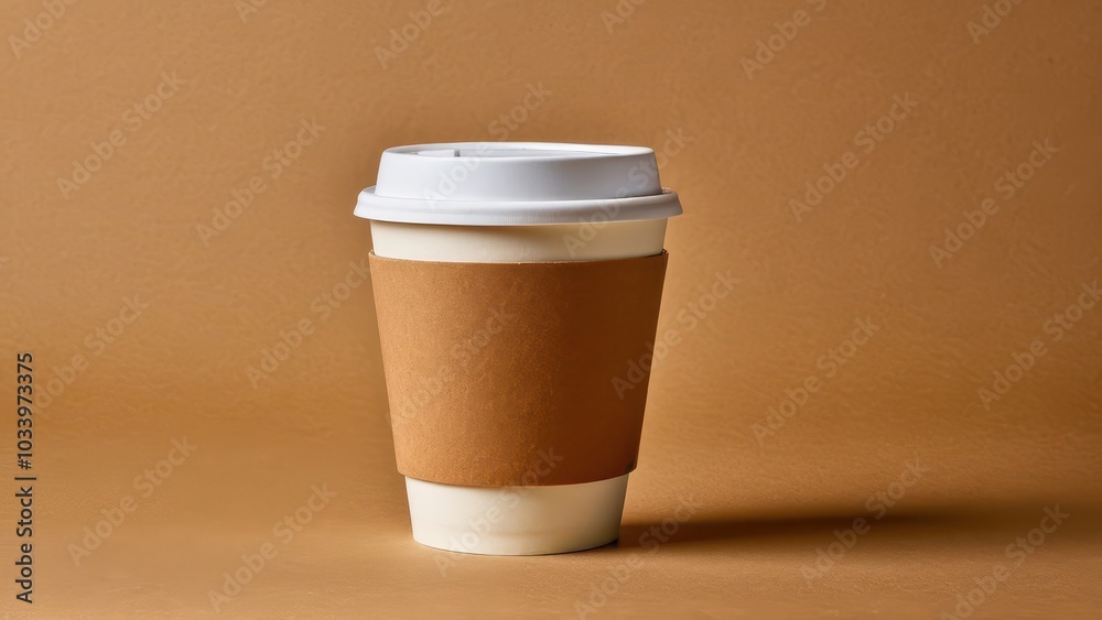 Minimalist Coffee Cup on Beige Background Minimalist Coffee Cup on Beige Background
