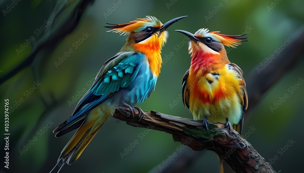 Obraz premium Couple and single exotic birds, Generative AI