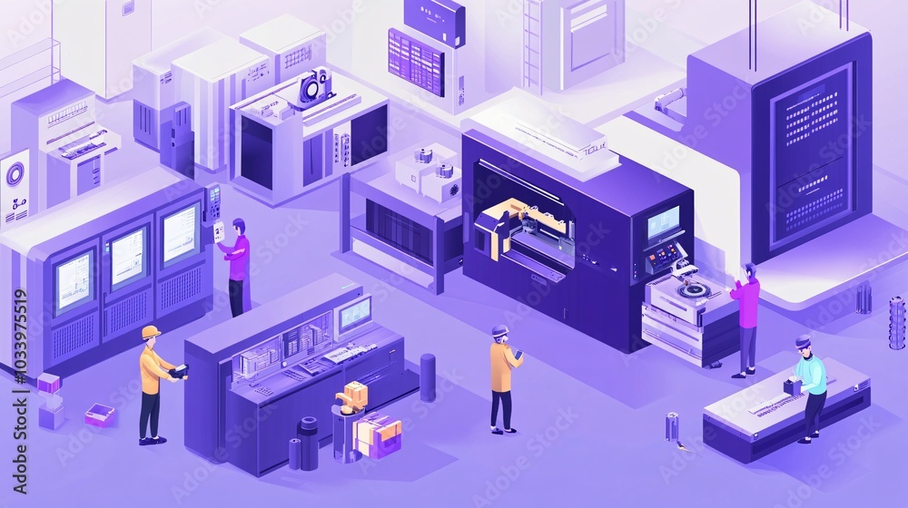 Modern High-Tech Factory Automation Scene Modern High-Tech Factory Automation Scene