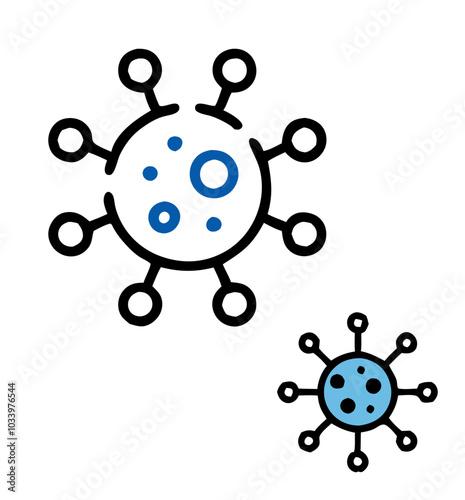 Viruses Icon in Blue and Black for Microbiology and Infectious Disease Representation
