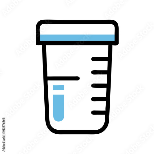 Urine Container Icon in Blue and Black for Medical Testing