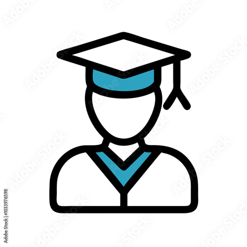 Professor Icon in Blue and Black for Academic and Educational Representation