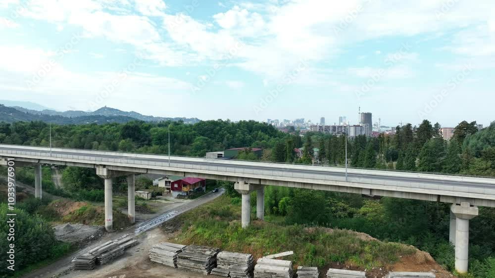 Aerial view of new Batumi Bypass Road. Drone shot above highway Aerial view of new Batumi Bypass Road. Drone shot above highway