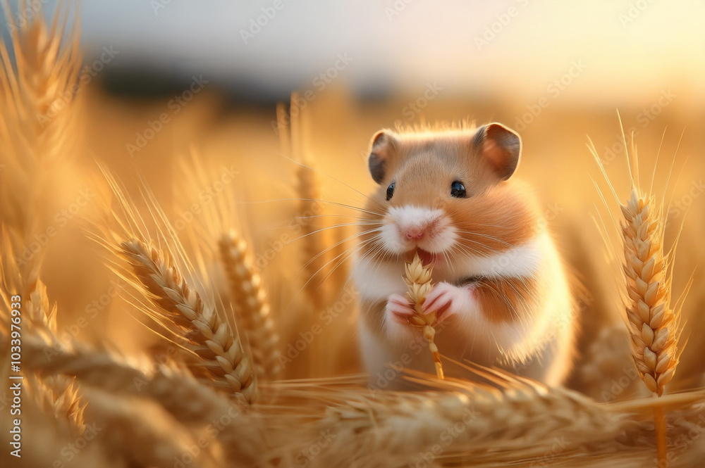 Ein Hamster beim fressen von Körnern