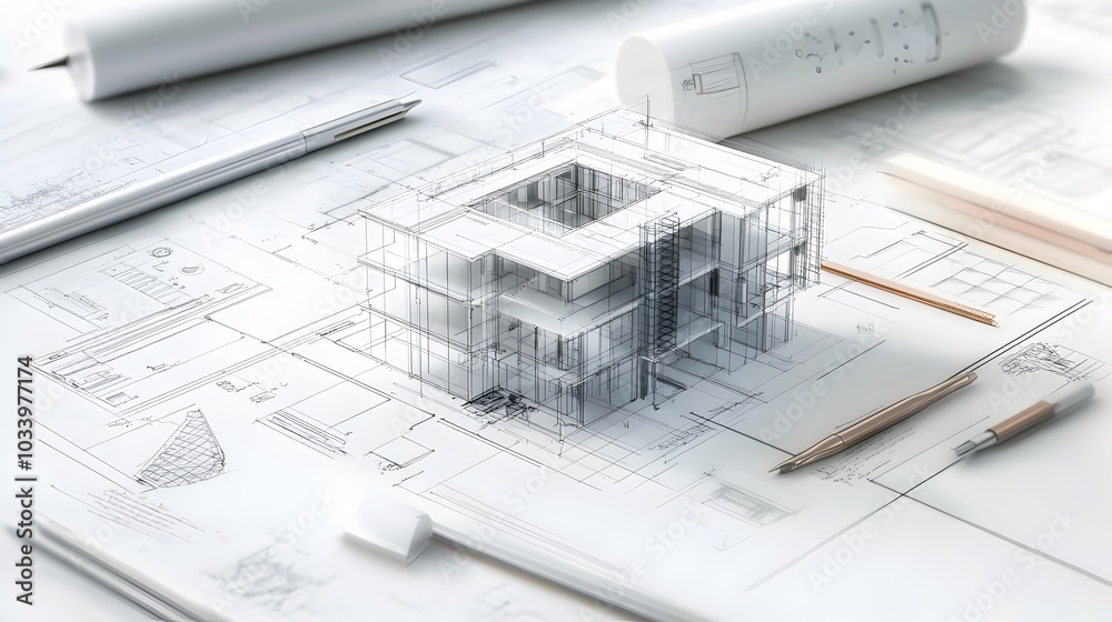 Architectural Blueprint Design and Engineering Plan Sketch for Building Construction Development and Technical Concept Architectural Blueprint Design and Engineering Plan Sketch for Building Construction Development and Technical Concept
