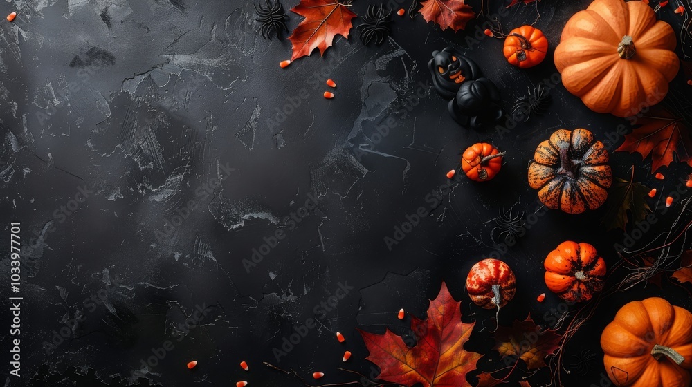 Halloween Pumpkin Autumn Leaves Background Halloween Pumpkin Autumn Leaves Background