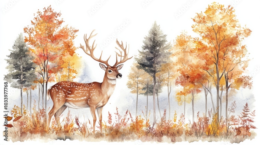 Fototapeta premium Deer in Autumn Forest