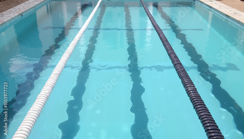 Empty swimming pool lanes with clear blue water