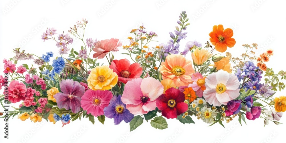 Colorful flower arrangement on white background. Colorful flower arrangement on white background.