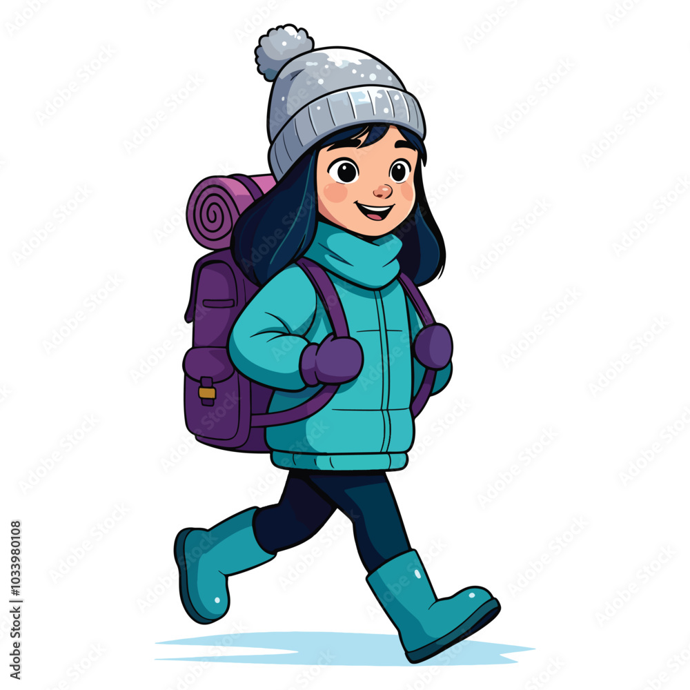 Obraz premium winter kids illustartion Christmas theme with kids vector illustration