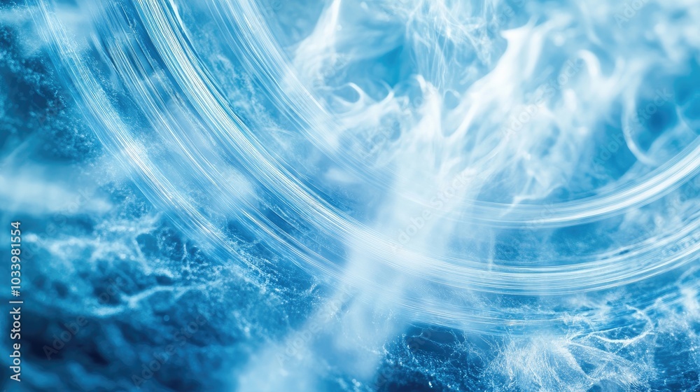 Close-up of vibrant blue light waves radiating from an air conditioner, with icy air currents swirling outward, representing a fresh Close-up of vibrant blue light waves radiating from an air conditioner, with icy air currents swirling outward, representing a fresh