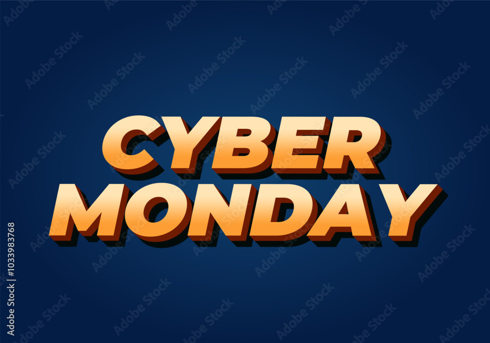 Cyber monday. Text effect in 3D and bold fonts for digital ads Cyber monday. Text effect in 3D and bold fonts for digital ads