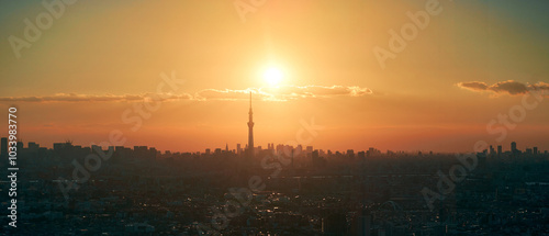 Photos Tokyo sky tree at sunset, Japan