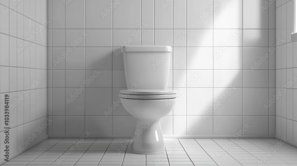 Clean White Bathroom with Tile Walls Clean White Bathroom with Tile Walls