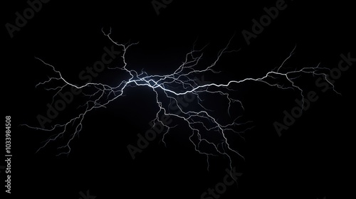 White Lightning Strike on Black Background