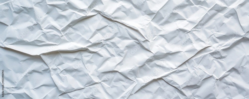 Fototapeta premium Crumpled white paper texture with folds and creases