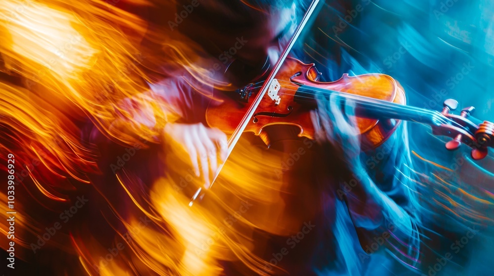 Fototapeta premium Motion blurred violonist abstract