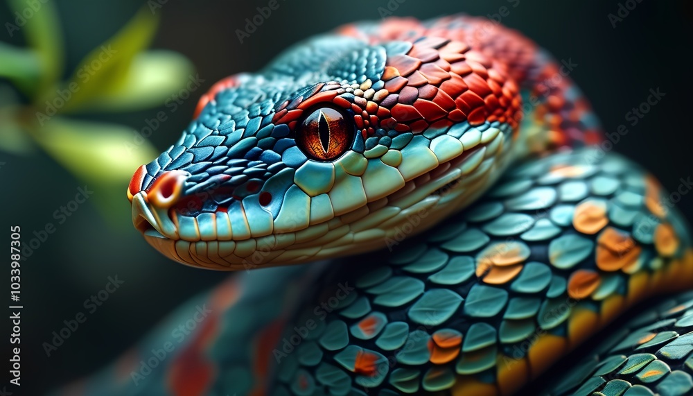 Fototapeta premium colorful exotic snake, Generative AI