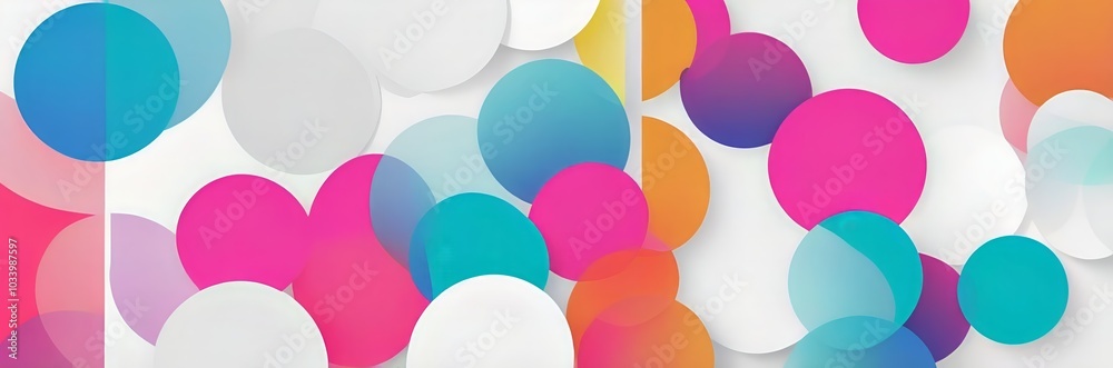 Wide abstract background with 3D color circles 3:1 Wide abstract background with 3D color circles 3:1