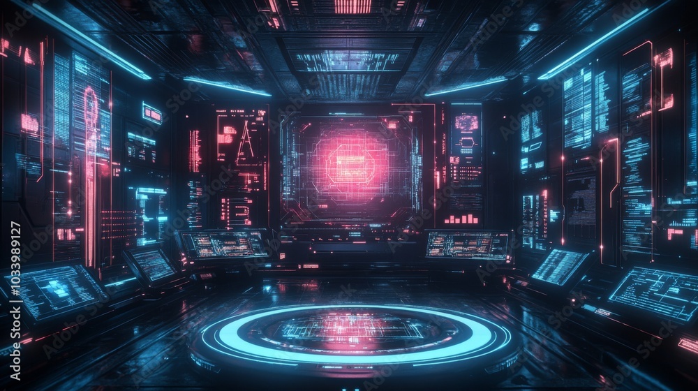 Futuristic Digital Control Room Futuristic Digital Control Room