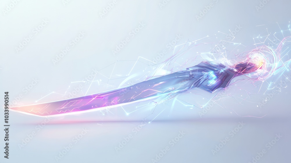 Obraz premium full view of a futuristic quantum blade with sharp