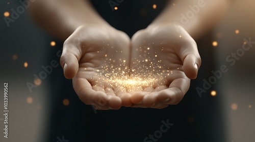 Healing hands hovering over a person, energy therapy, 3D illustration