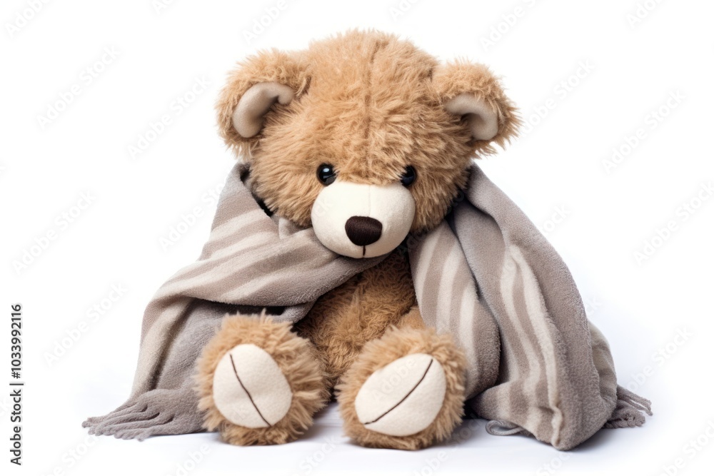 Obraz premium Teddy bear plush toy white background.