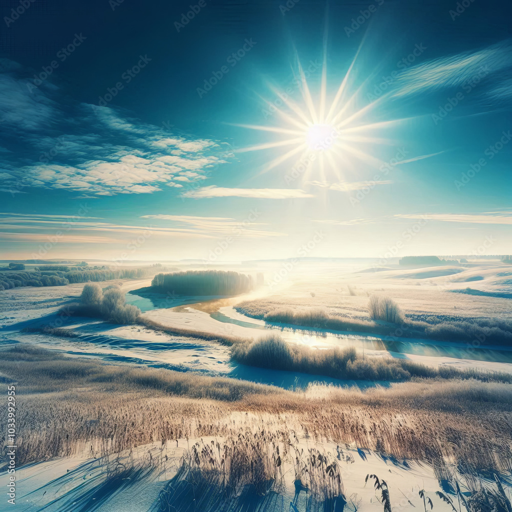 Snowy landscape on a sunny winter day Snowy landscape on a sunny winter day