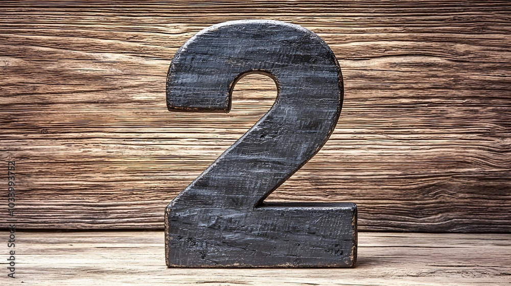 Rustic and natural looking wooden number 2 set against a simple wood grain background with a minimal and clean aesthetic suitable for various design branding or digital art projects Rustic and natural looking wooden number 2 set against a simple wood grain background with a minimal and clean aesthetic suitable for various design branding or digital art projects