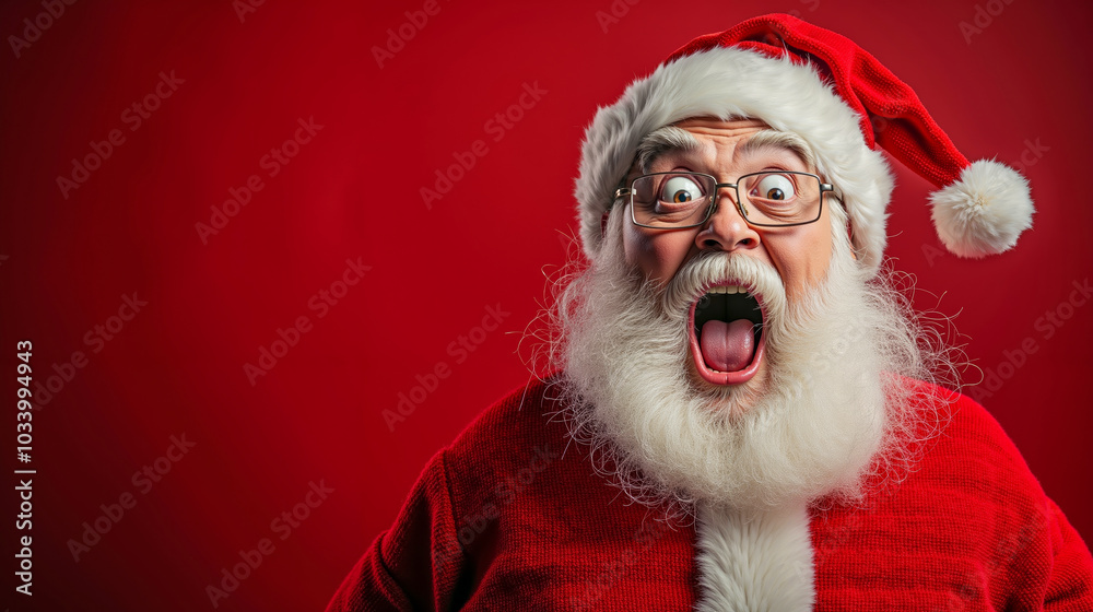 A man in a santa claus outfit with his mouth open and tongue out A man in a santa claus outfit with his mouth open and tongue out