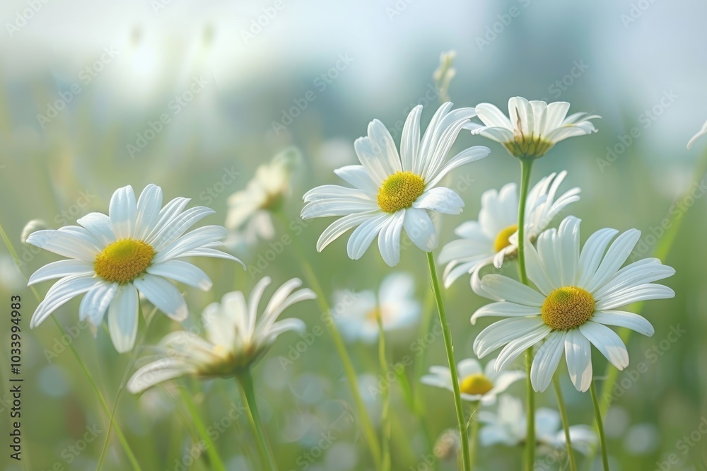 Fototapeta premium Daisies On Field - Abstract Spring Landscape