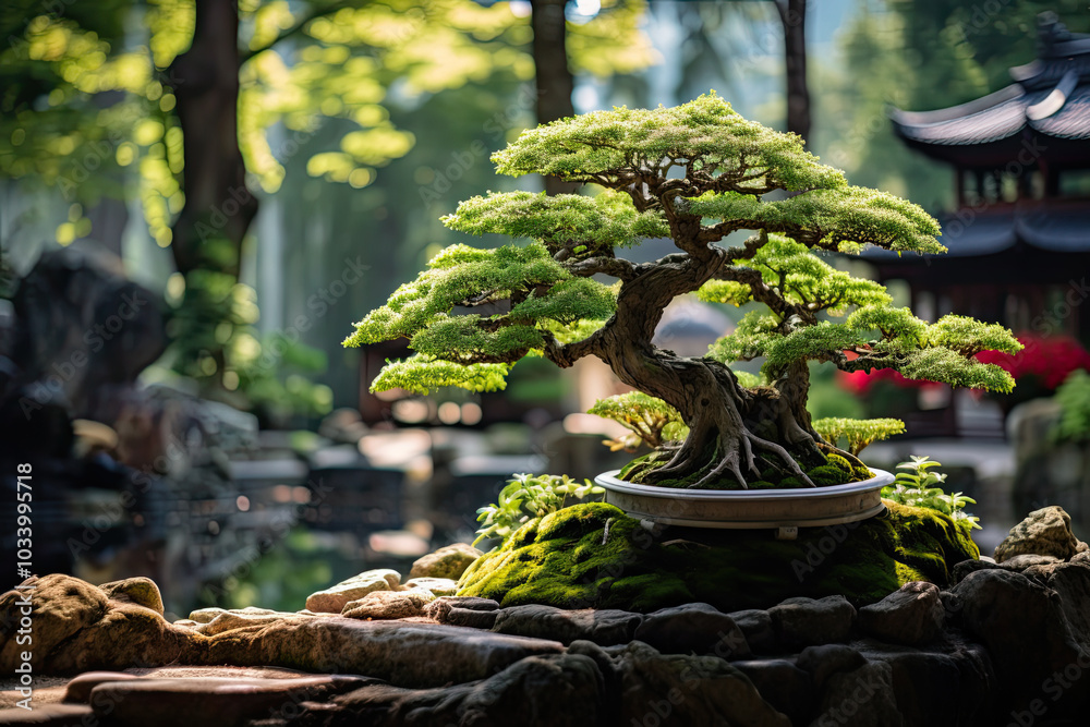 Bonsai Tree in a Beautiful Japanese Garden Bonsai Tree in a Beautiful Japanese Garden