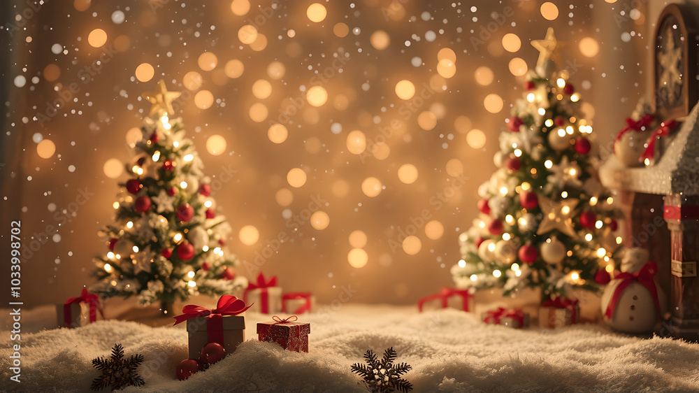 Obraz premium Christmas background with Christmas tree and decorations