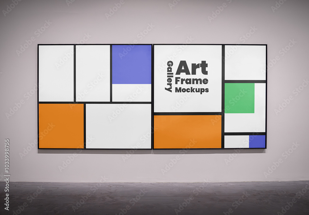 Front View Frame Vector Gallery Frame Front View Mockups Stock Template | Adobe Stock