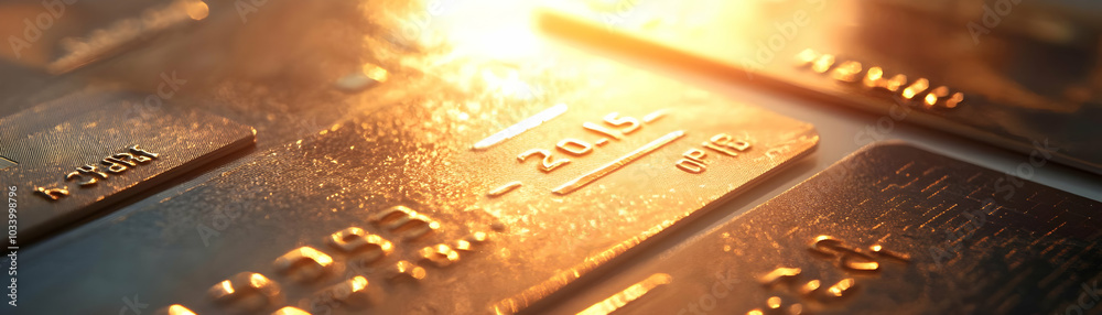 Glossy Credit Cards Fanned Out on Light Surface - Close Up Pan with Shimmering Lighting and Ample Copy Space for Photo Stock Concepts Glossy Credit Cards Fanned Out on Light Surface - Close Up Pan with Shimmering Lighting and Ample Copy Space for Photo Stock Concepts