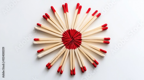 image of a bundle of matchsticks arranged neatly, photo