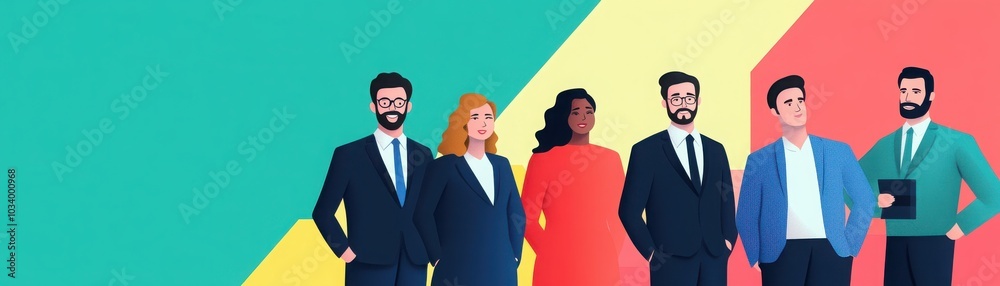 A diverse group of professionals in business attire posed confidently, showcasing teamwork and collaboration in a modern setting. A diverse group of professionals in business attire posed confidently, showcasing teamwork and collaboration in a modern setting.