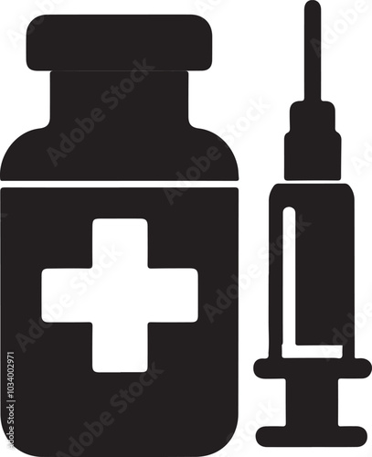medicine vial injection icon vector  vial isolated vila silhouette