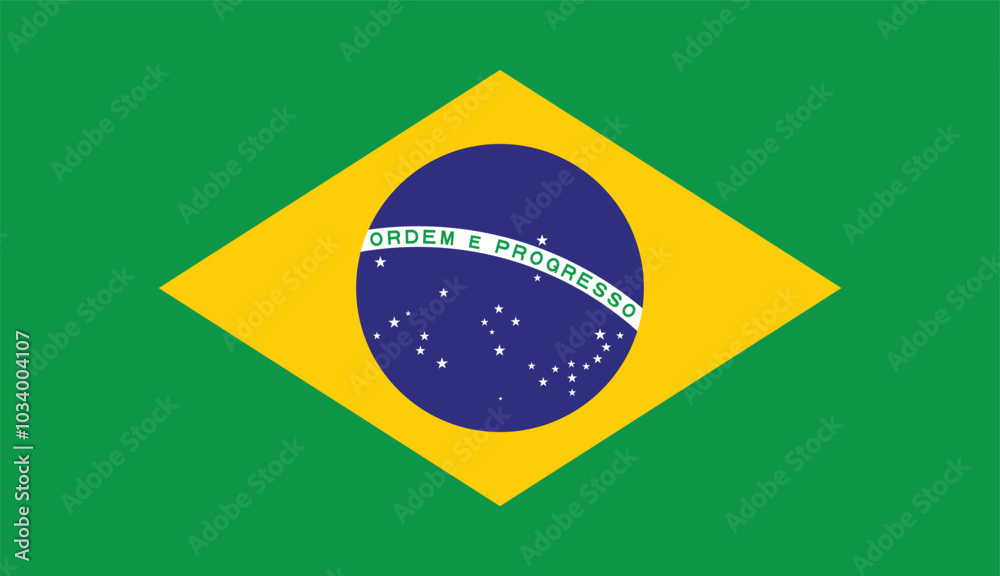 Fototapeta premium Flag of Brazil Brazilian National Flag, Green Flag with Yellow Diamond, Brazilian Flag, flat vector