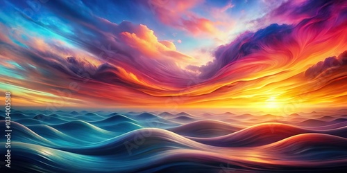 Abstract sky background with colorful gradient waves