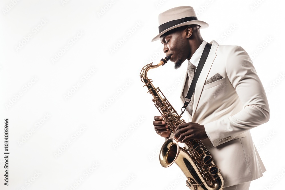Naklejka premium Man playing saxophone.