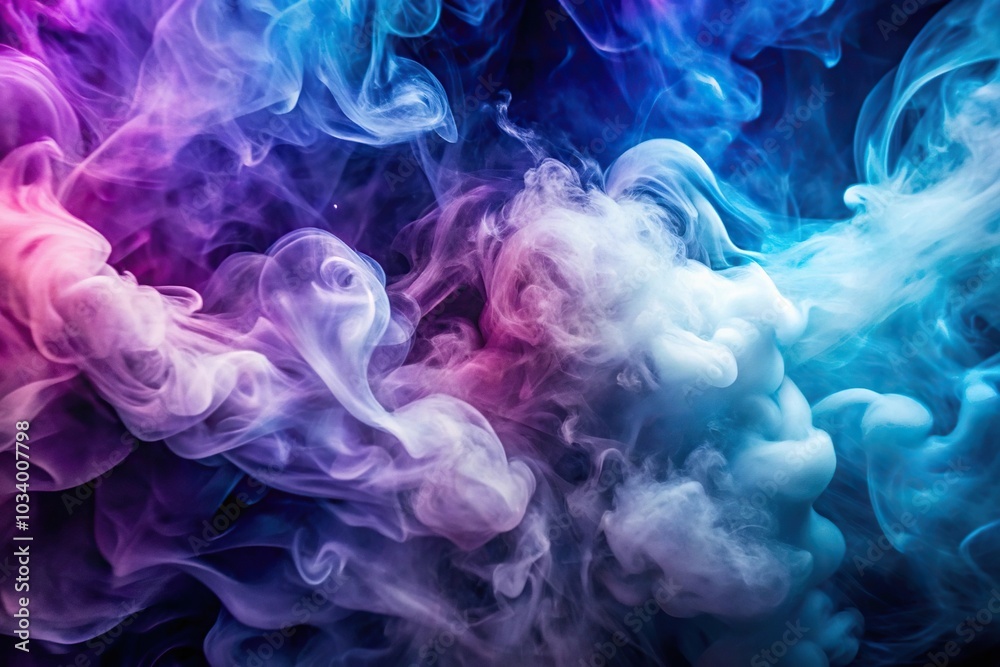 Fototapeta premium Abstract smoke wave cloud background in white, purple, and blue colors
