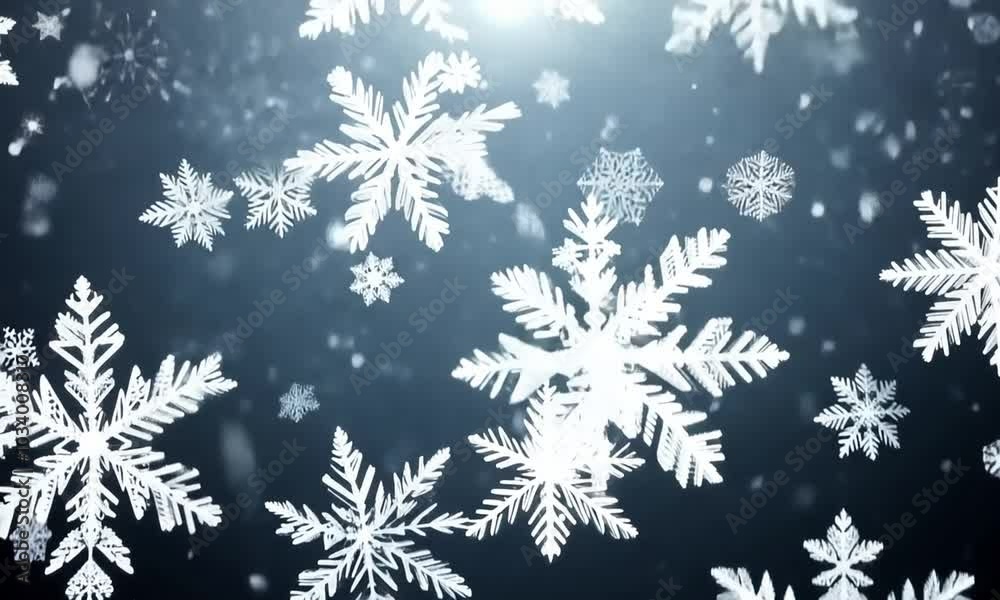 A serene winter scene featuring delicate snowflakes gently falling against a dark background. A serene winter scene featuring delicate snowflakes gently falling against a dark background.