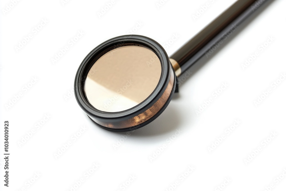 A close-up shot of a magnifying glass on a white surface, perfect for highlighting small details or emphasizing inspection A close-up shot of a magnifying glass on a white surface, perfect for highlighting small details or emphasizing inspection