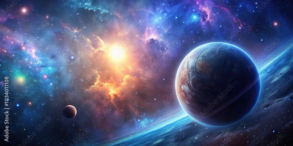 abstract space background with planet and stars abstract space background with planet and stars