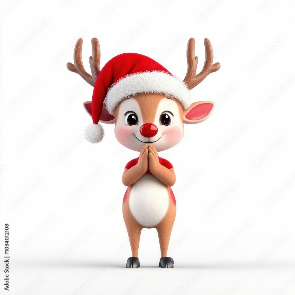 Adorable Christmas Reindeer with Gift Adorable Christmas Reindeer with Gift