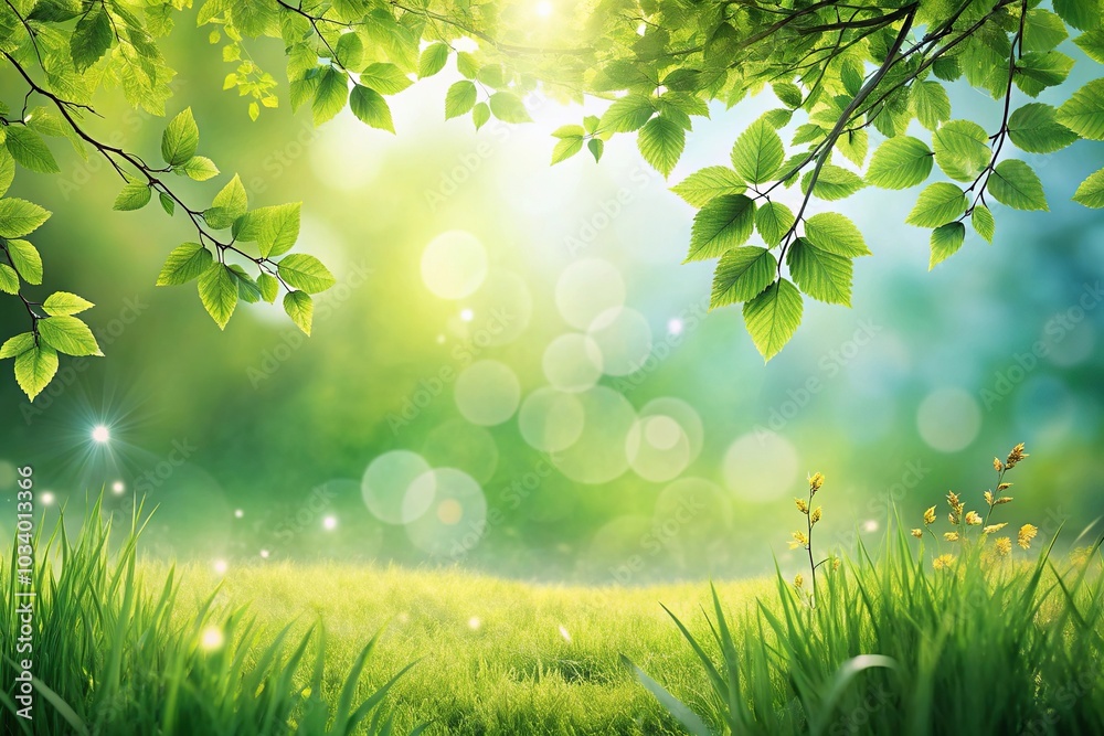 Abstract spring landscape with greenery and gentle breeze Abstract spring landscape with greenery and gentle breeze